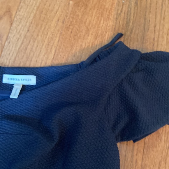 Rebecca Yaylor navy blue drop waist dress over the should flounce lined size 10 - Picture 4 of 6